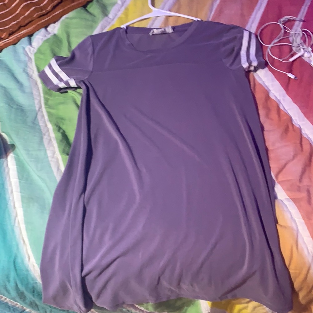 Purple shirt with stripes